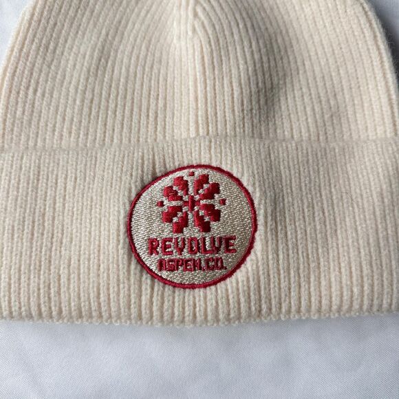 Revolve Aspen Co. Cream and Red Beanie - Picture 3 of 7